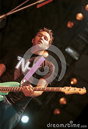 Blink 182 , Mark Hoppus during the concert Editorial Stock Photo