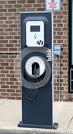 Blink Electric Vehicle Charging Station Editorial Stock Photo