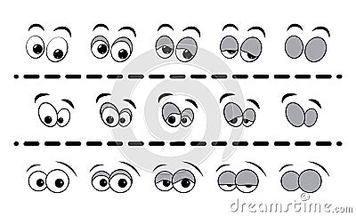 Blink eye animation step. Human cartoon face with blinking eyeball. Vector illustration on white background Vector Illustration