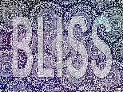 Bliss word written over mandala pattern in colorful illustration Cartoon Illustration