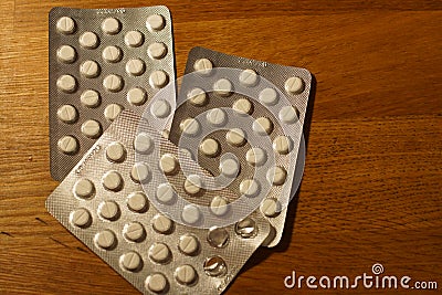 Blister packs antibiotics and pills Stock Photo