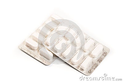 Blister packs pills collection on white background Stock Photo