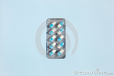 Blister pills medicine. medical treatment for disease flu virus Stock Photo