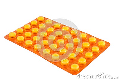 Blister yellow tablets Stock Photo