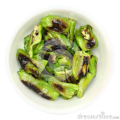 Blistered Shishito Peppers Stock Photo