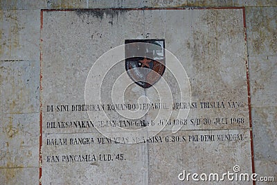 Blitar, East Java, Indonesia - April 10th, 2020 : Trisula monument. The trident monument was built to commemorate the hero who die Editorial Stock Photo