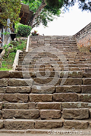 stone stairs in the Penataran temple area Editorial Stock Photo