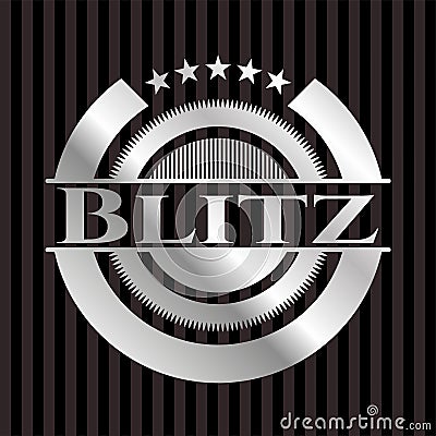 Blitz silvery emblem or badge. Vector Illustration. Mosaic Vector Illustration