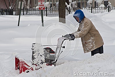 Blizzard Clean Up Chicago Editorial Stock Photo