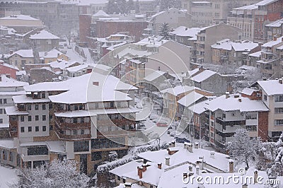 Blizzard in the Town of Veliko Tarnovo Editorial Stock Photo
