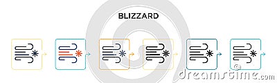 Blizzard vector icon in 6 different modern styles. Black, two colored blizzard icons designed in filled, outline, line and stroke Vector Illustration