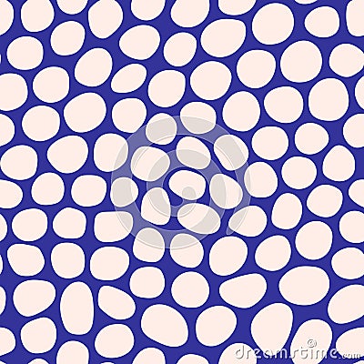 Blob organic shapes seamless pattern. Cute tiny hand drawn circles in geometric random texture. Vector Illustration