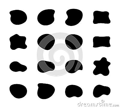 Blob shapes vector set. Organic abstract splodge elemets monochrome collection. Inkblot simple silhouette Vector Illustration