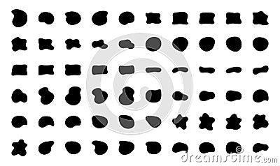 Blob shapes vector set. Organic abstract splodge elemets monochrome collection. Inkblot simple silhouette Vector Illustration