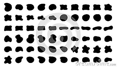 Blob shapes vector set. Organic abstract splodge elemets monochrome collection. Inkblot simple silhouette Vector Illustration