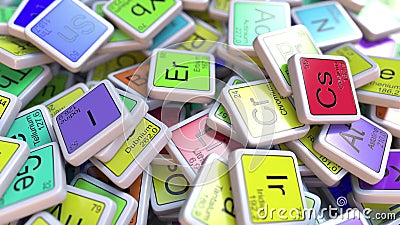Blocchetto dell'erbio Er sul mucchio della tavola periodica dei blocchetti degli elementi chimici royalty illustrazione gratis Blocchetto dell'erbio Er sul mucchio della tavola periodica dei blocchetti degli elementi chimici royalty illustrazione gratis