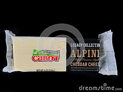 Block of Cabot Alpine Super Premium Aged Cheddar Cheese Editorial Stock Photo