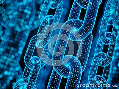 Block chain concept - digital code chain Stock Photo
