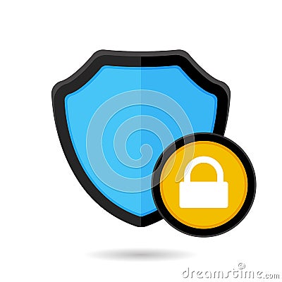 Block firewall lock protect protection security shield icon Vector Illustration