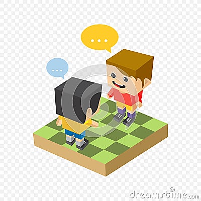 Block isometric cartoon character Vector Illustration