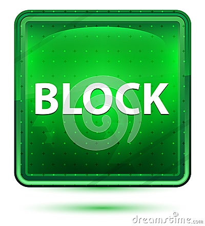 Block Neon Light Green Square Button Stock Photo