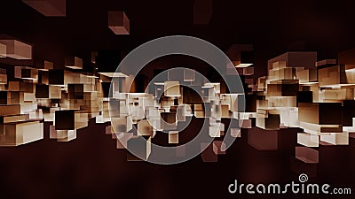 Block particles light and dark. 3D rendering Stock Photo