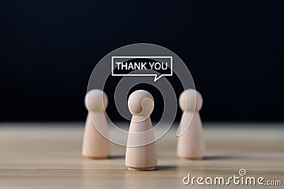 Block people showing thank you messages. Letter writing idea. Stock Photo