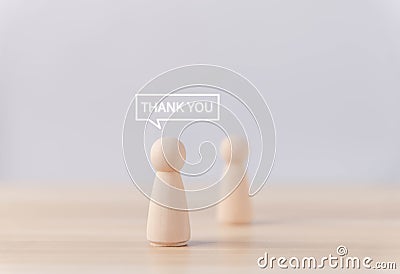 Block people showing thank you messages. Letter writing idea. Stock Photo