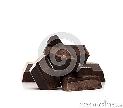 Block and pieces chocolate isolated on white background Stock Photo