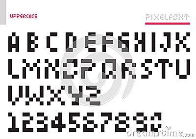 Block Pixel Retro Game QR Code Alphabet Letter Set Simple Font Vector Design Template For Identity Streamer And Application Vector Illustration