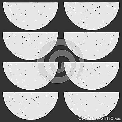 Block print textile with grey semi circle stamps Vector Illustration