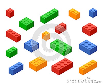 Block toy brick building icon. Isometric vector brick toy plastic set cube Vector Illustration