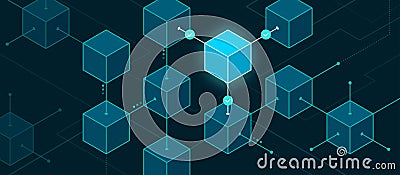 Block validation in the blockchain and digital ledger Vector Illustration