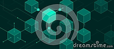 Block validation in the blockchain and digital ledger Vector Illustration