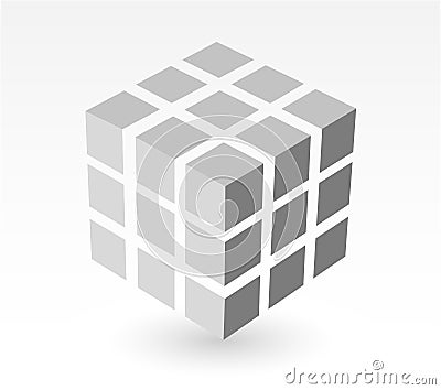 Block of white cube with drop shadow Vector Illustration