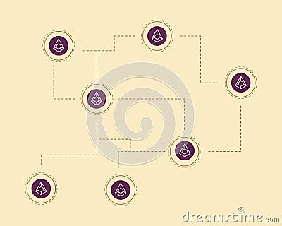 Blockchain augur cryptocurrency digital background Vector Illustration