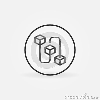 Blockchain in circle outline vector minimal icon. Block Chain sign Stock Photo