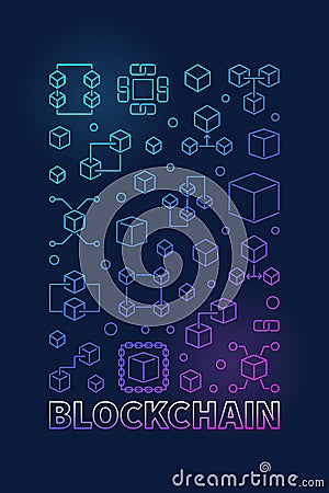 Blockchain colored vertical poster or illustration Vector Illustration