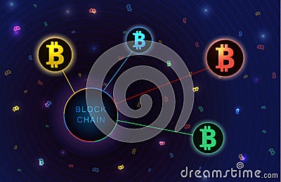 Blockchain concept banner. Stock Photo