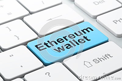 Blockchain concept: Ethereum Wallet on computer keyboard background Editorial Stock Photo