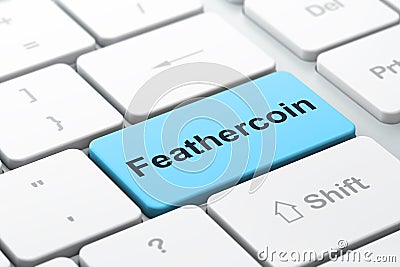 Blockchain concept: Feathercoin on computer keyboard background Stock Photo