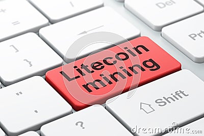 Blockchain concept: Litecoin Mining on computer keyboard background Stock Photo