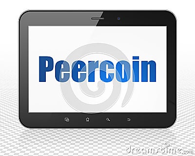 Blockchain concept: Tablet Pc Computer with Peercoin on display Stock Photo