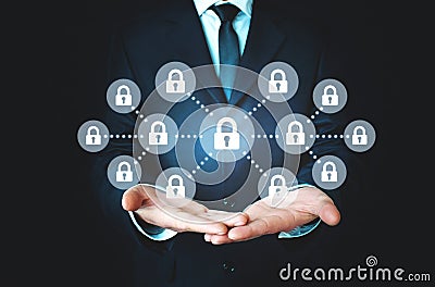 Blockchain concept. Blockchain and technology safety and reliability concept Stock Photo