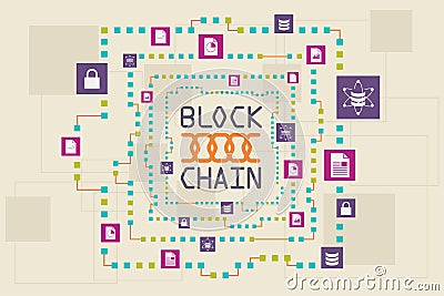 Blockchain and database concept. Vector Illustration