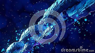 Blockchain digital chain with blocks connection shape. 3d rendering Stock Photo