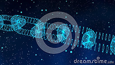 Blockchain digital illuminated shape. data node base concept. 3 Cartoon Illustration
