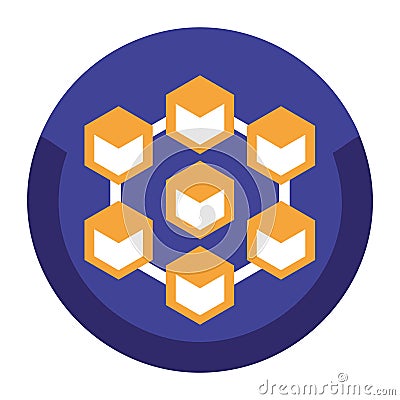 Blockchain Distributed Ledger System Icon Vector Illustration