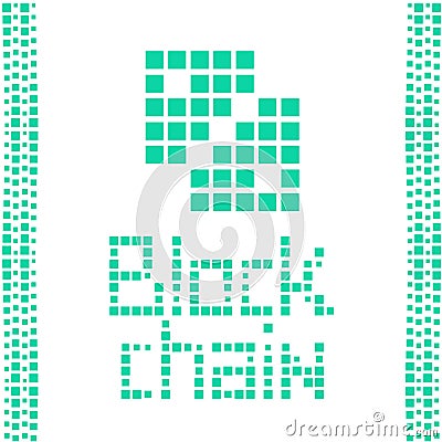 Blockchain green squares Vector Illustration