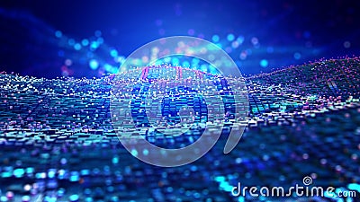 Blockchain, high-tech background and information clusters. Bigdata concept of digital cyberspace. Quantum Architecture Stock Photo